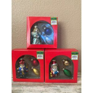 Vtg 1990s Deluxe Imports Blown Glass Ornament Lot Nutcracker Santa Angel 3 Boxes